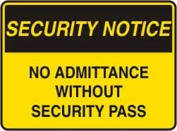 SECURITY NOTICE - ALL VISITORS MUST REPORT TO RECEPTION – Part No. SS 403
